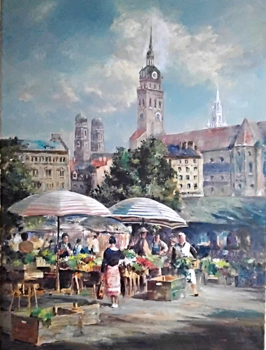 ölgemälde stadtbild münchen - stadtbild,
